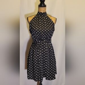 SHEIN Lune Polka Dot Printed Halterneck Mini Dress | Sz. L | New!